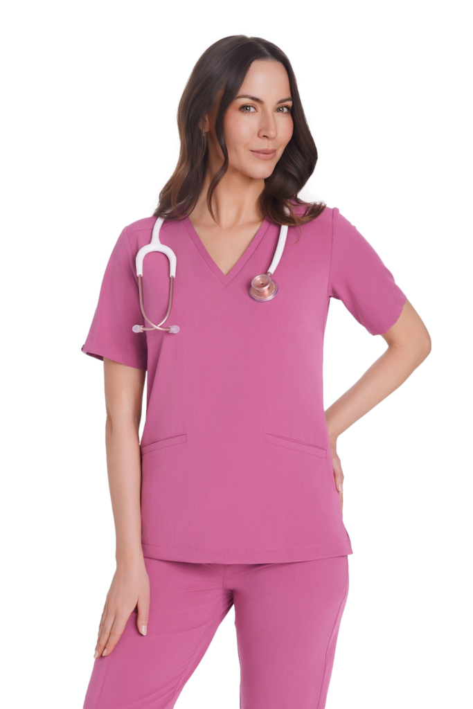 Bluzka medyczna damska SCRUBS Basic MALINA