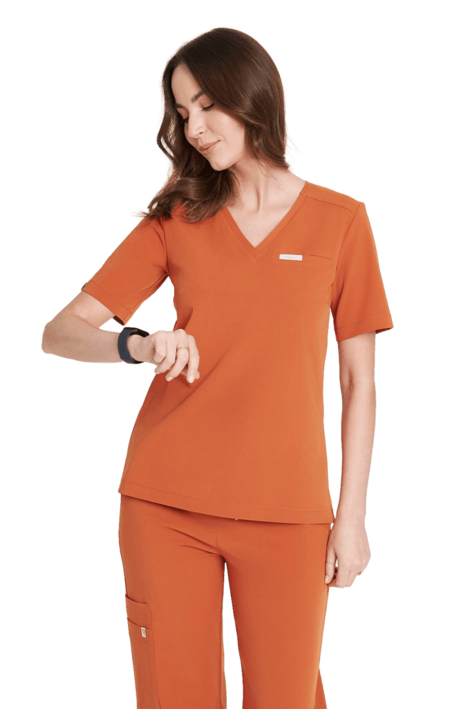 Bluzka medyczna damska SCRUBS Basic One Pocket FIRE FOX