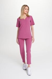 Spodnie medyczne damskie PROSTE SCRUBS Basic MALINA