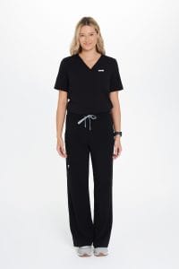 Spodnie medyczne damskie SZEROKIE scrubs Basic CZARNE