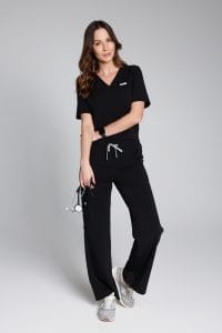 Bluzka medyczna damska scrubs Basic One Pocket CZARNA