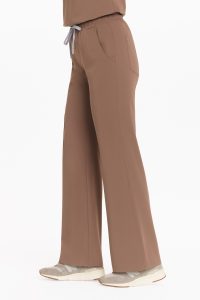 Spodnie medyczne damskie SZEROKIE SCRUBS Basic KAKAO