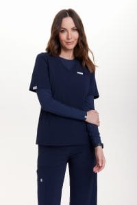 Bluzka medyczna damska scrubs Basic One Pocket GRANAT