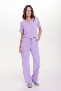 Spodnie medyczne damskie SZEROKIE SCRUBS Basic LILA