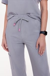 Spodnie medyczne damskie SZEROKIE scrubs Basic BABY SHARK