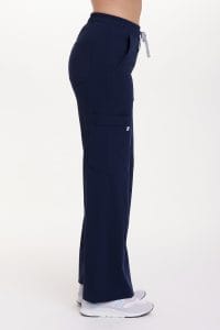 Spodnie medyczne damskie SZEROKIE scrubs Basic GRANAT