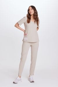 Spodnie medyczne damskie PROSTE scrubs Basic COLD NUDE