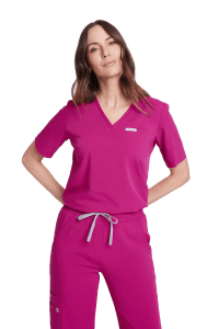 Bluzka medyczna damska SCRUBS Basic One Pocket MAGENTA