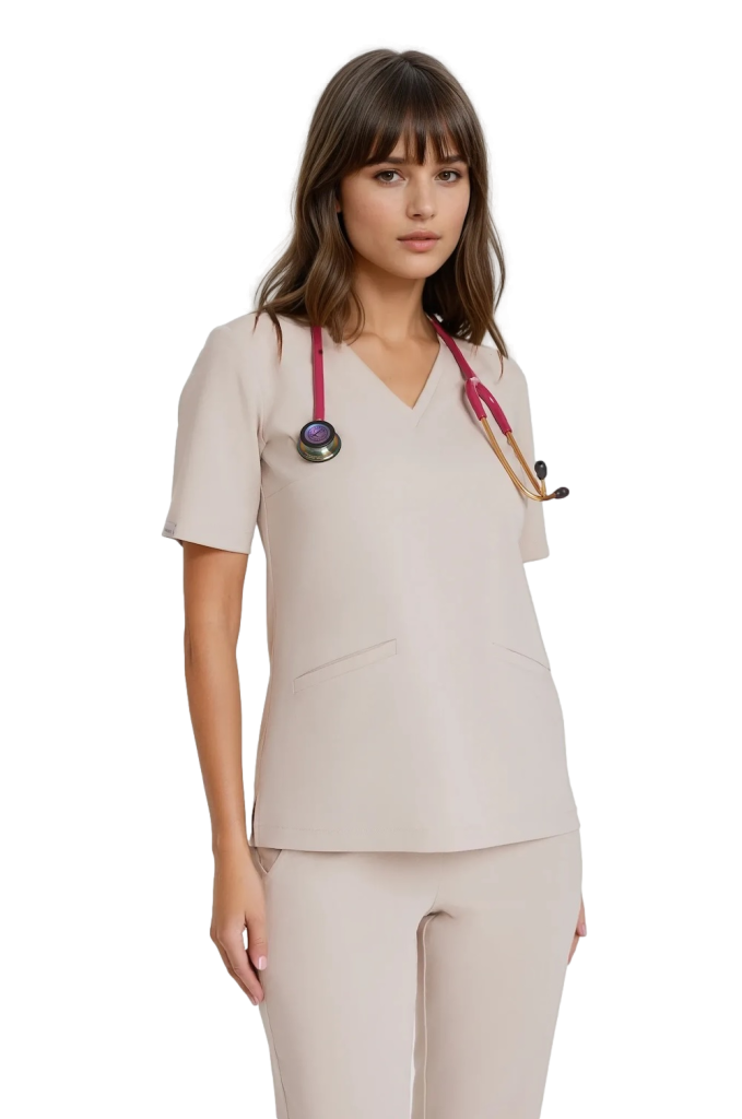 Bluzka medyczna damska scrubs Basic COLD NUDE