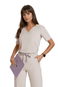 Bluzka medyczna damska scrubs Basic One Pocket COLD NUDE