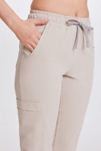 Spodnie medyczne damskie joggery scrubs Basic COLD NUDE
