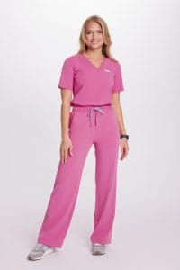 Spodnie medyczne damskie SZEROKIE SCRUBS Basic HI BARBIE