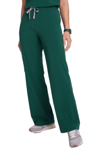 Spodnie medyczne damskie SZEROKIE scrubs Basic BUTELKOWA ZIELEŃ