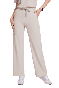 Spodnie medyczne damskie SZEROKIE SCRUBS Basic COLD NUDE