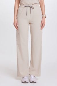 Spodnie medyczne damskie SZEROKIE SCRUBS Basic COLD NUDE