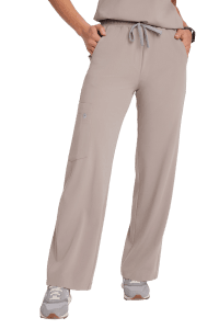 Spodnie medyczne damskie SZEROKIE scrubs Basic LATTE