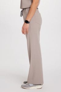 Spodnie medyczne damskie SZEROKIE scrubs Basic LATTE