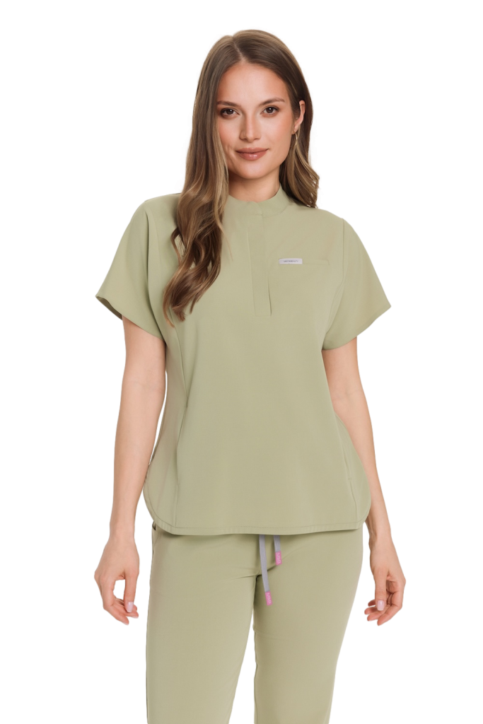 Bluzka medyczna damska scrubs Basic Flex GREEN TEA