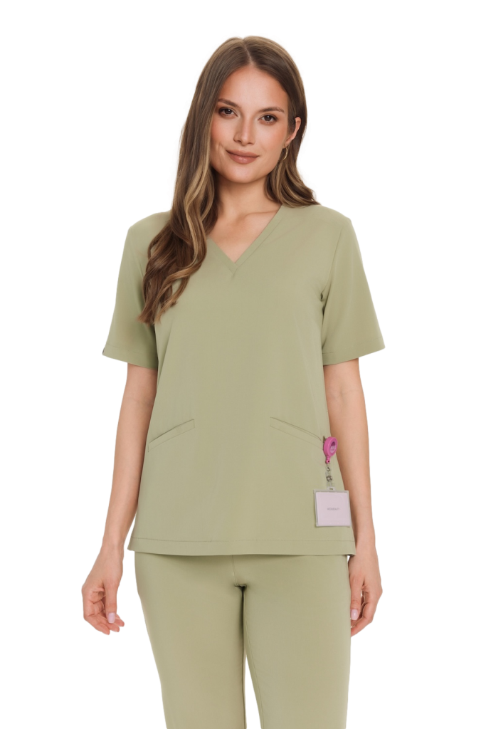 Bluzka medyczna damska scrubs Basic GREEN TEA