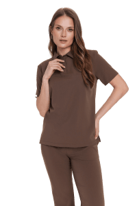 Bluzka medyczna damska Polo scrubs Basic CHOCOLATE