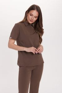 Bluzka medyczna damska Polo scrubs Basic CHOCOLATE