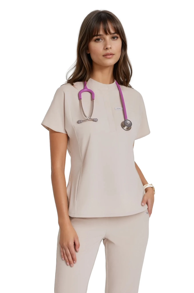 Bluzka medyczna damska scrubs Basic Flex COLD NUDE