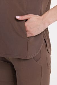 Bluzka medyczna damska scrubs Basic Flex CHOCOLATE
