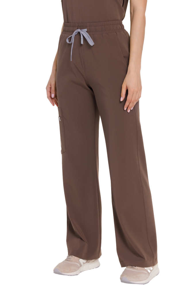 Spodnie medyczne damskie SZEROKIE SCRUBS CHOCOLATE