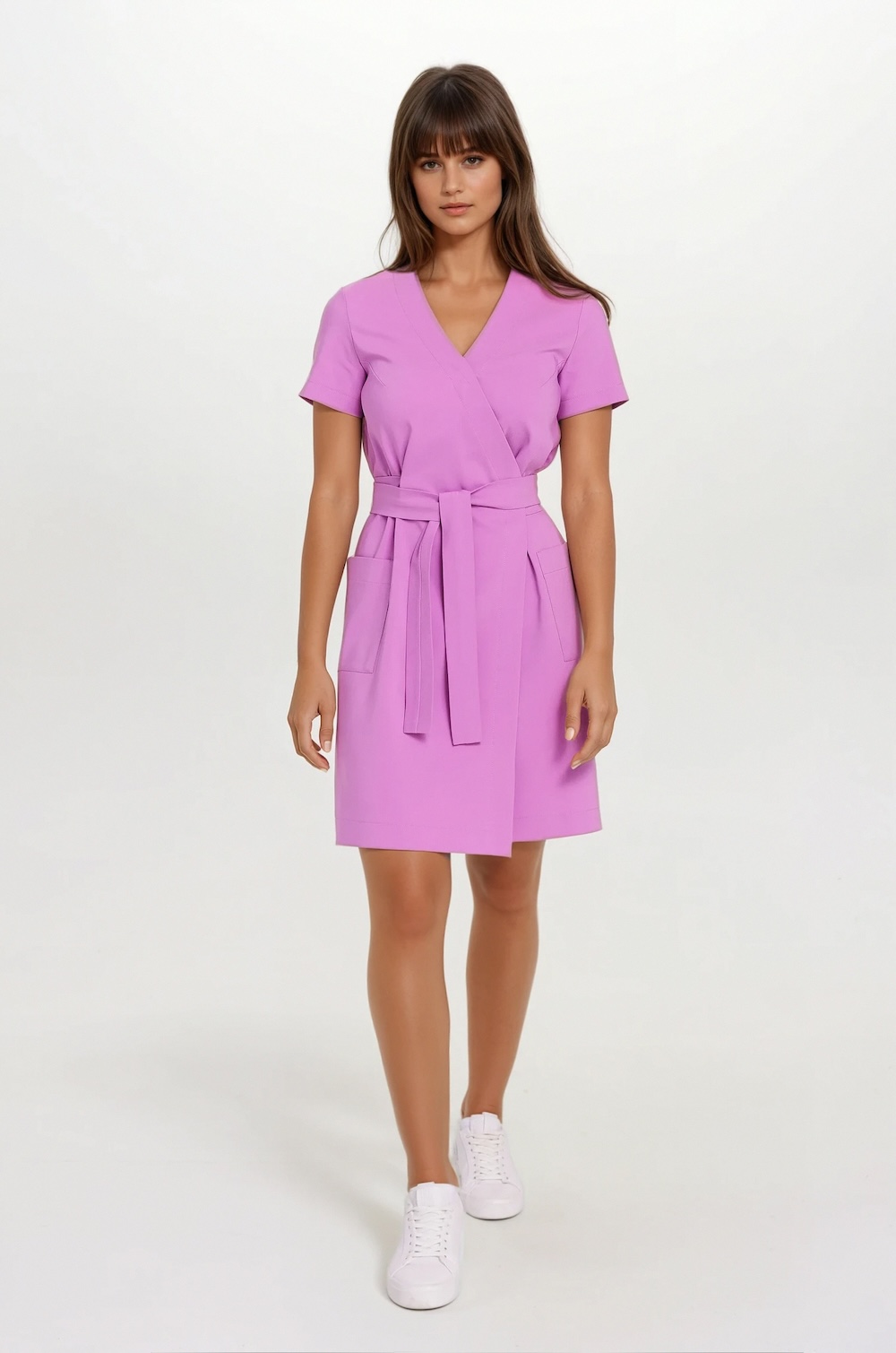 Sukienka medyczna kopertowa z krótkim rękawem Premium ROSALIA OUTLET