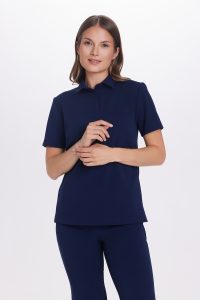 Bluzka medyczna damska scrubs Basic Polo GRANAT
