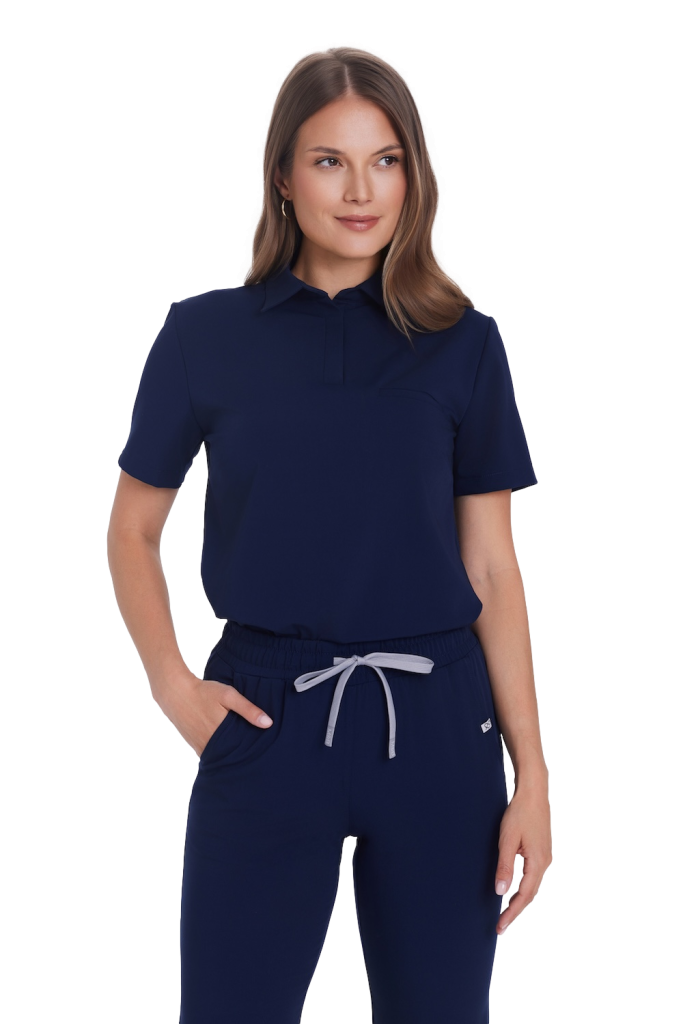 Bluzka medyczna damska scrubs Basic Polo GRANAT