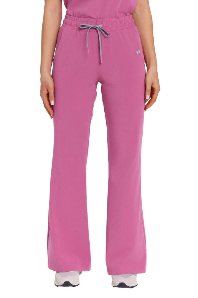 Spodnie medyczne damskie FLARE SCRUBS Basic MALINA