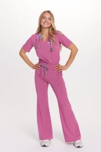 Spodnie medyczne damskie FLARE SCRUBS Basic MALINA