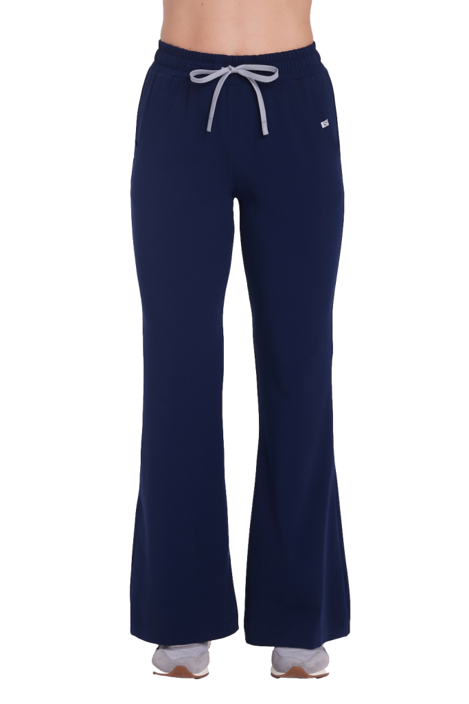 Spodnie medyczne damskie FLARE scrubs Basic GRANAT