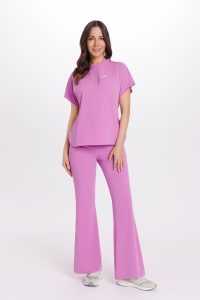 Spodnie medyczne damskie FLARE scrubs Basic PINK KISS