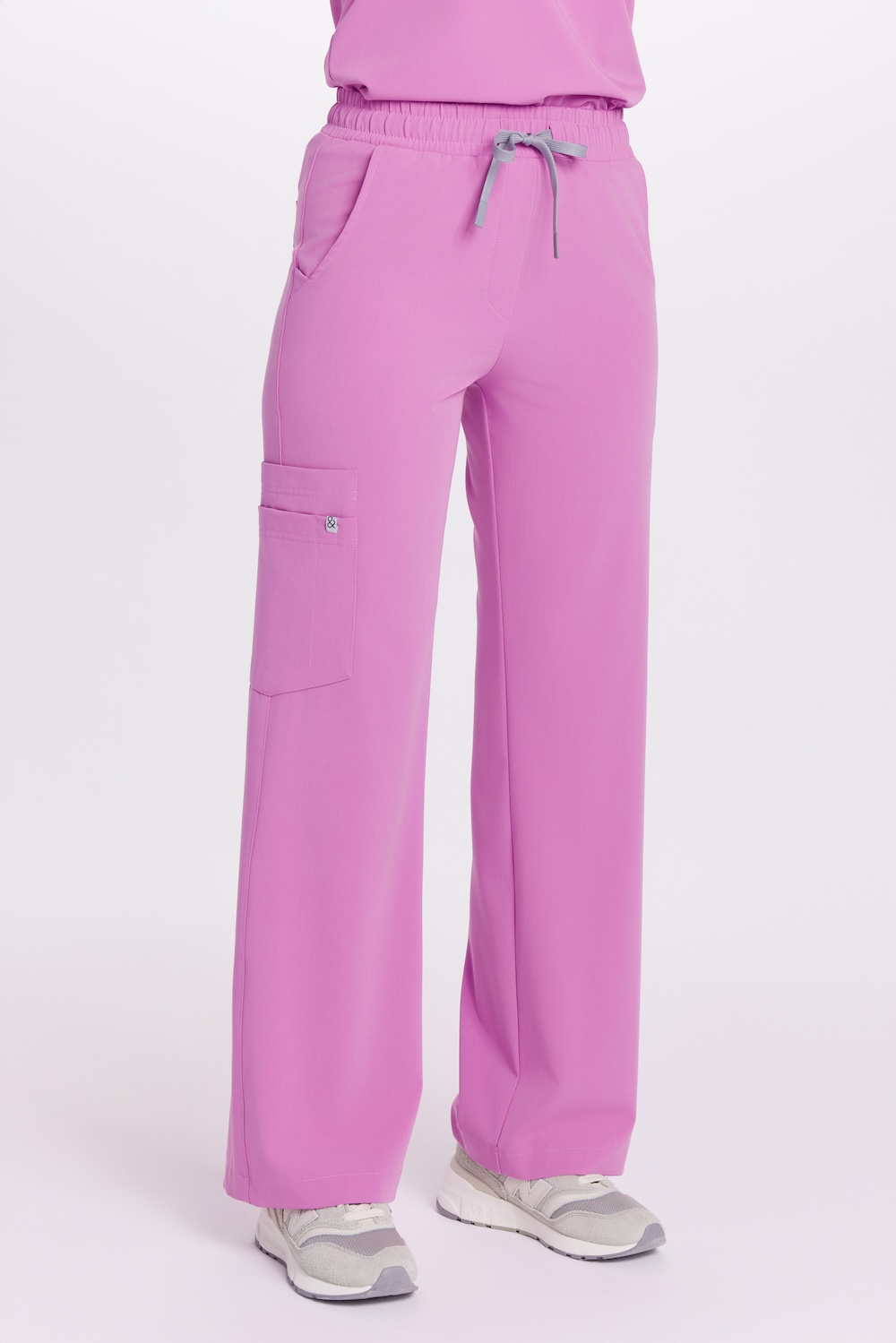 Spodnie medyczne damskie SZEROKIE scrubs Basic PINK KISS