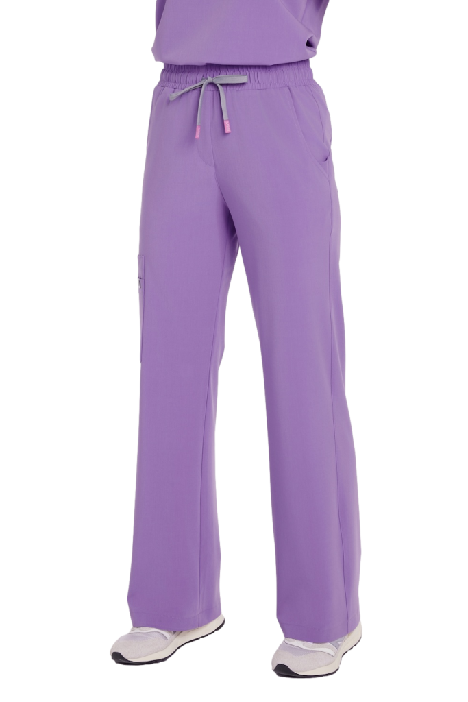 Spodnie medyczne damskie SZEROKIE scrubs Basic AMETYST