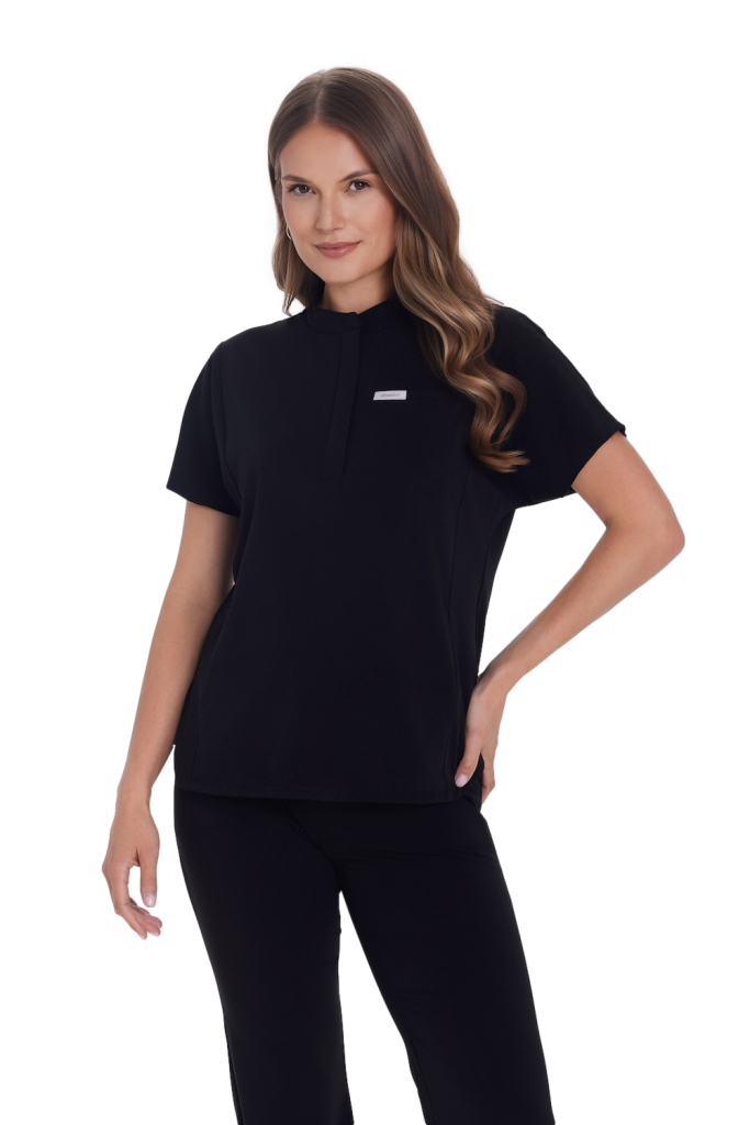 Bluzka medyczna damska scrubs Basic Flex CZARNA
