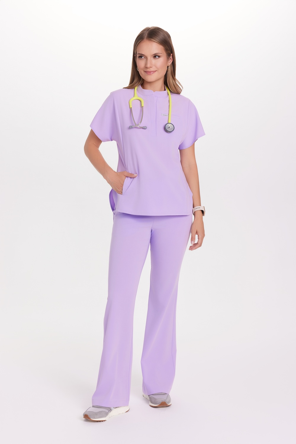 Spodnie medyczne damskie FLARE scrubs Basic LILA