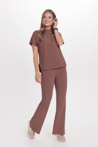 Bluzka medyczna damska scrubs Basic Flex HAZELNUT