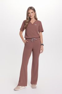 Spodnie medyczne damskie FLARE scrubs Basic HAZELNUT