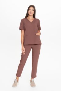 Spodnie medyczne damskie PROSTE SCRUBS Basic HAZELNUT