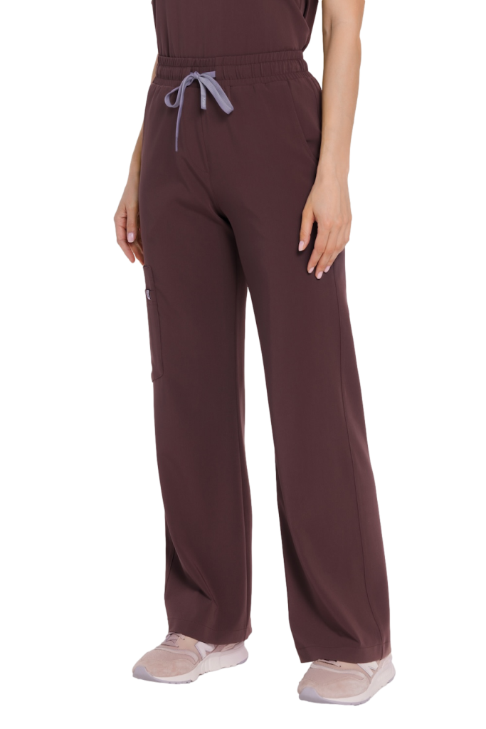 Spodnie medyczne damskie SZEROKIE SCRUBS Basic HOT CHOCOLATE