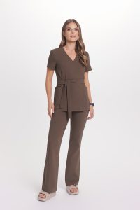 Spodnie medyczne damskie Flare Premium Mleczna Czekolada