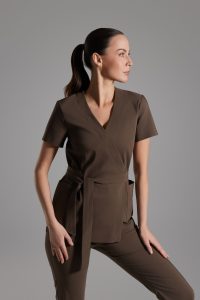 Dámska lekárska tunika s krátkymi rukávmi Premium Milk Chocolate