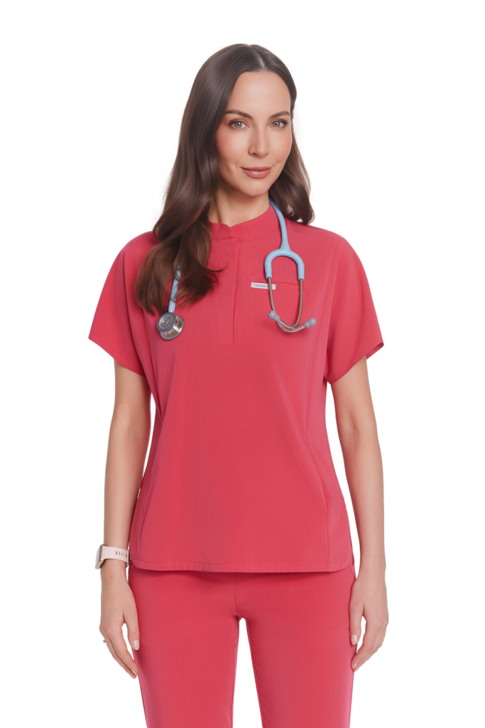 Bluzka medyczna damska scrubs Basic Flex ROSE