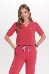 Women’s medical blouse scrubs Basic One Pocket ROSE