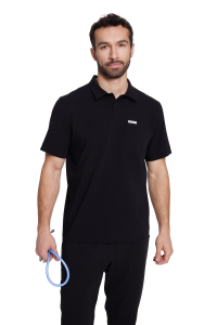 Bluzka medyczna męska Polo scrubs Basic CZARNA
