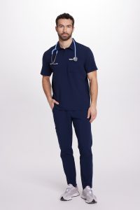 Bluzka medyczna męska Polo scrubs Basic GRANAT