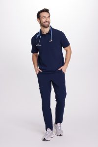 Bluzka medyczna męska Polo scrubs Basic GRANAT